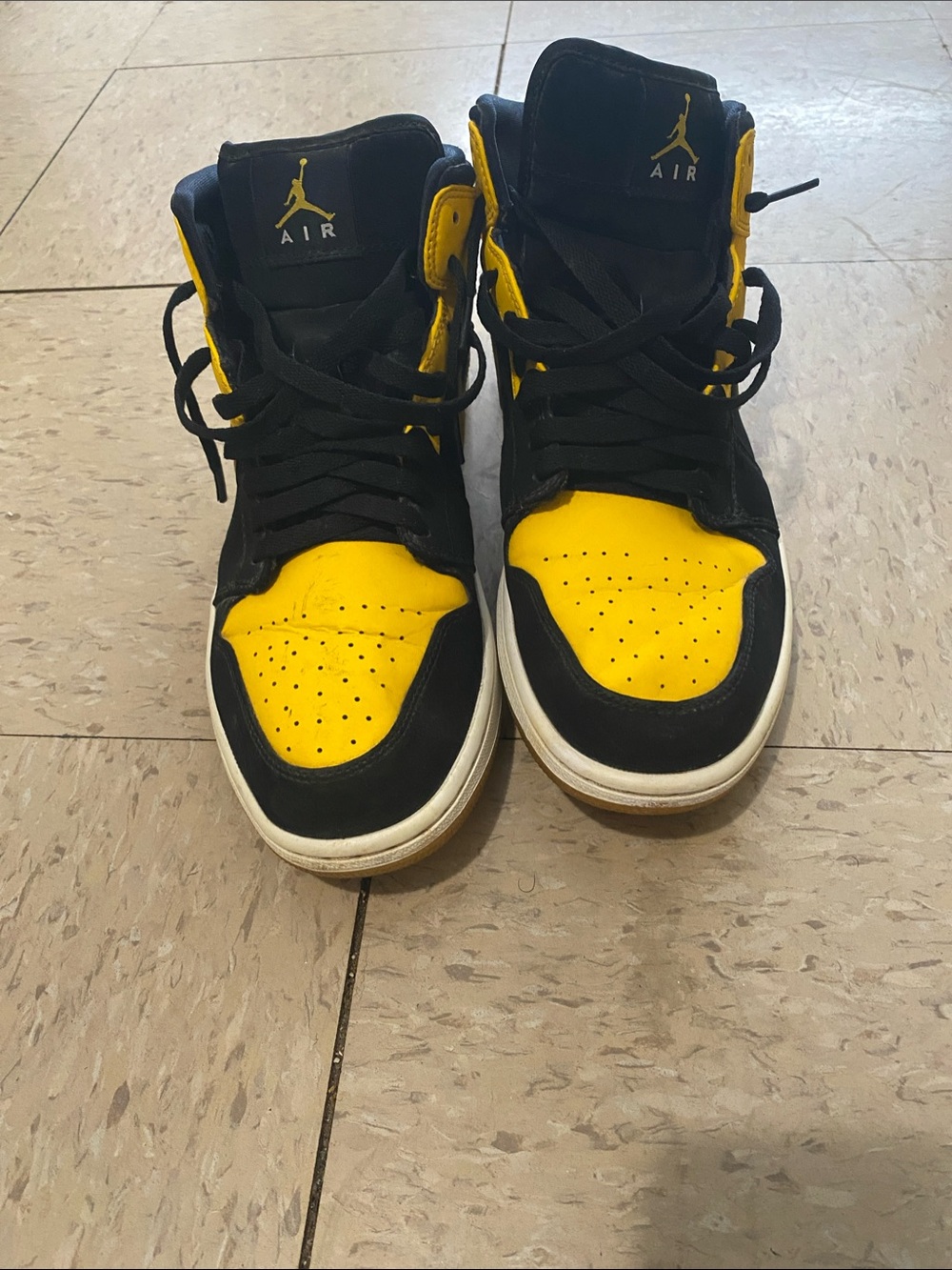 Men Jordan 1 “New Love “ yellow black and white